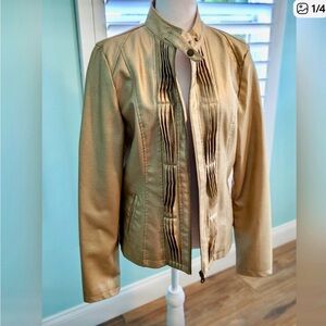 Gold faux vegan Leather Jacket for Women
